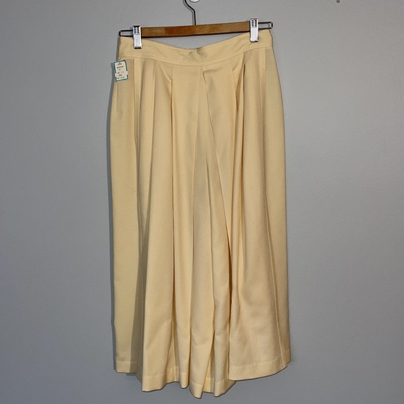 Vintage Infinitif Palazzo Virgin Wool High Rise Pleated Pants with Side Slits - Picture 5 of 9